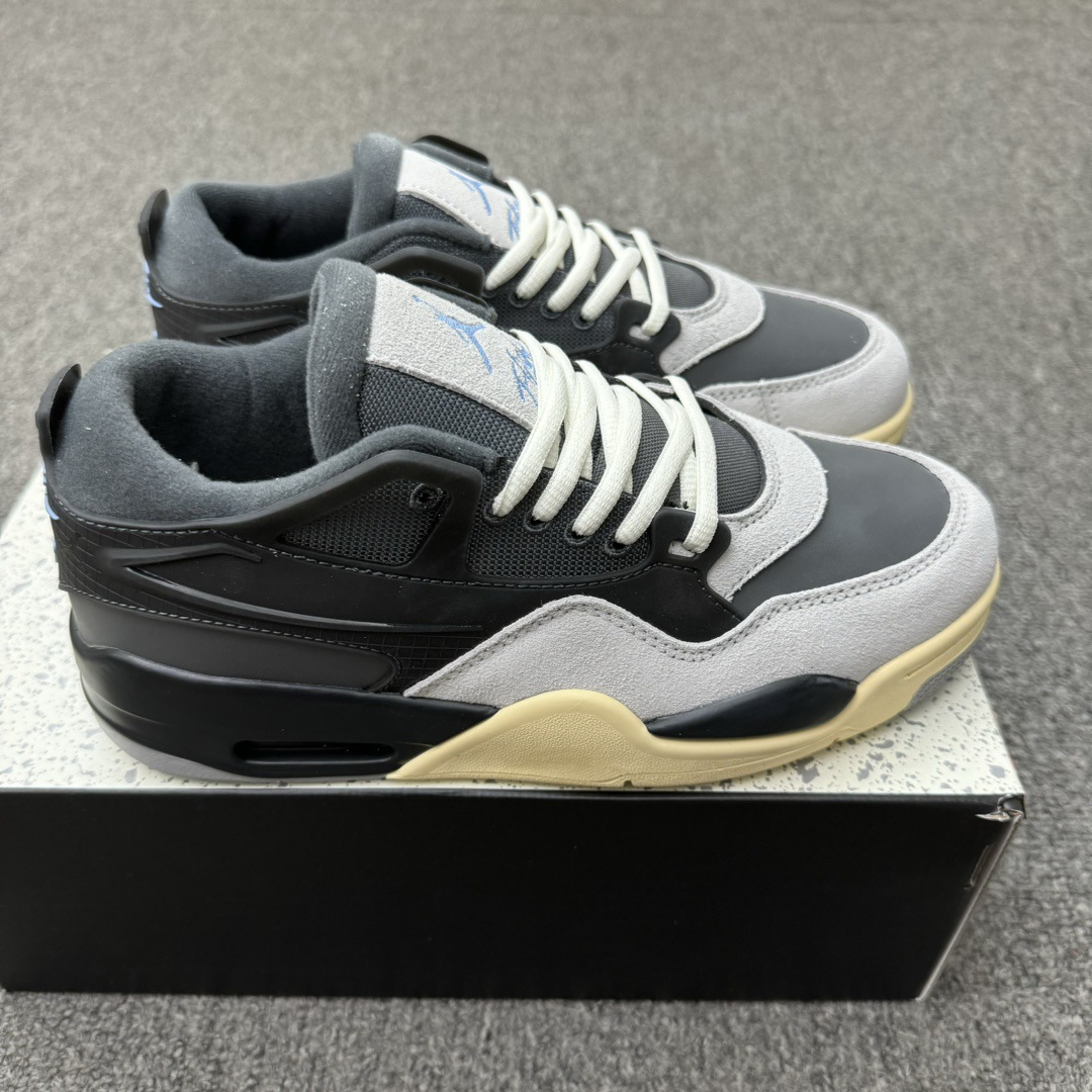 Putian estilo caliente aj4 RM marca compartida baja suela gruesa negra y amarilla aumento hombres y mujeres retro campus pareja zapatos deportivos comercio exterior
