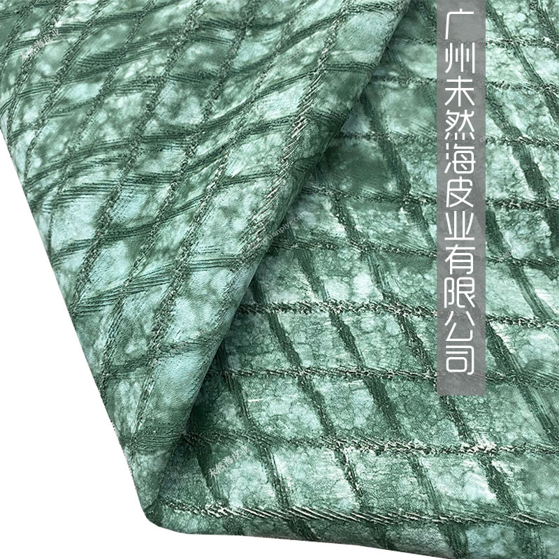手工牛皮刀割格子森林绿色双色复古真皮