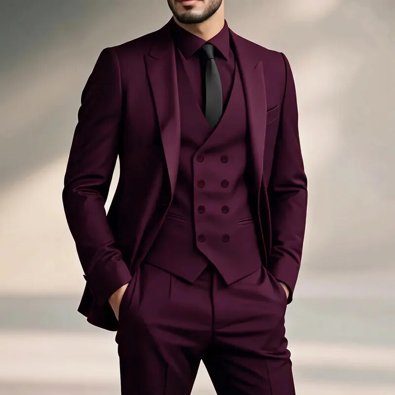 Cross-Border Foreign Trade Men's Suit Set for Wedding Hosting, Business, Plus Size, Solid Color Three-Piece Suit, Amazon Cross-Border Foreign Trade Men's Suit Set for Wedding Hosting, Business, Plus Size, Solid Color Three-Piece Suit, Amazon