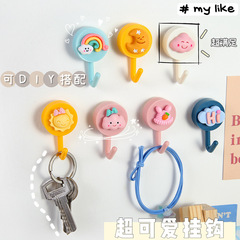 Adorable Instagram-style cartoon hooks for student dormitory walls, invisible adhesive hooks for doors, no drilling required, clothing hooks
