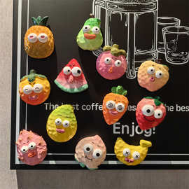 新款可爱表情包水果西瓜草莓冰箱贴洞洞板黑板装饰贴磁性贴大眼