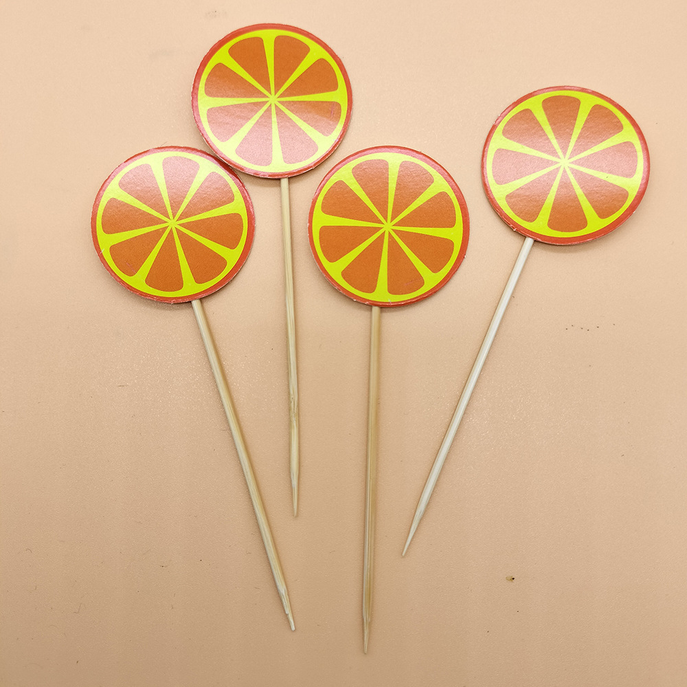 Palo de fruta desechable tenedor de fruta postre pastel de inserción de tarjeta de inserción plato de fruta decoración palo de bambú