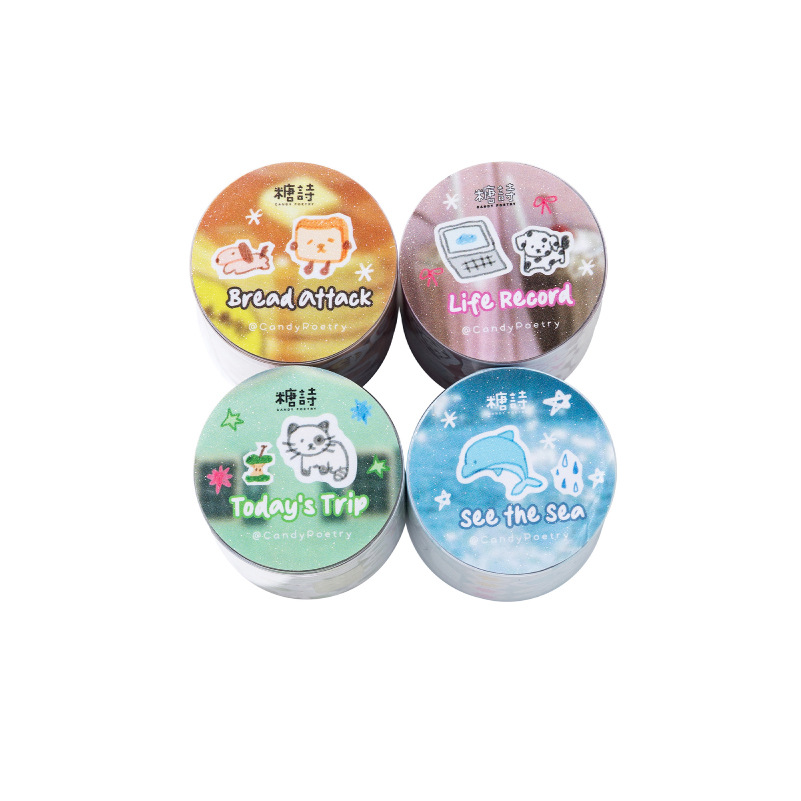 Sugar Poetry PET Cinta troquelada Fragmentos diarios PLOG Linda tira de mano Material de decoración de tarjetas de bricolaje