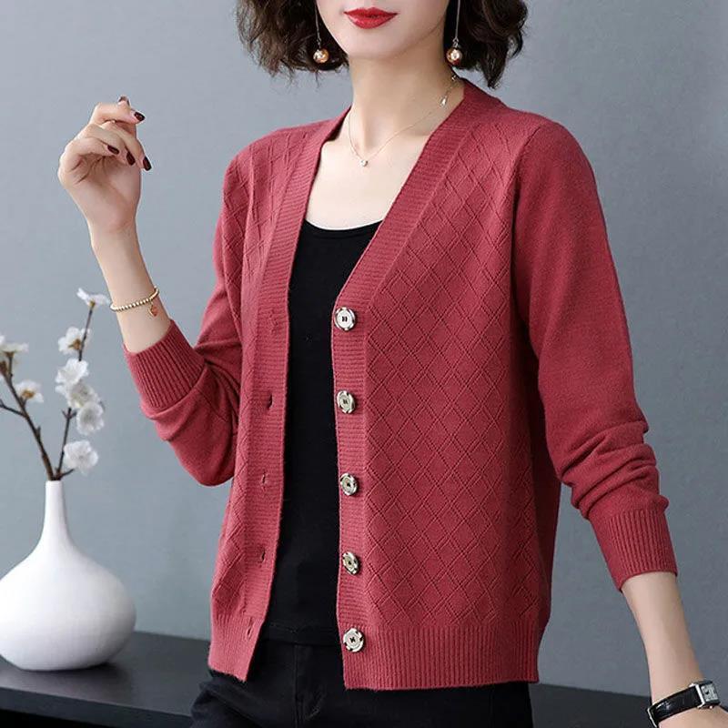 New Style Young Mother's Clothing Autumn and Winter Knitwear Women's Knitwear Top Cardigan Loose and Fashionable Outer Wear