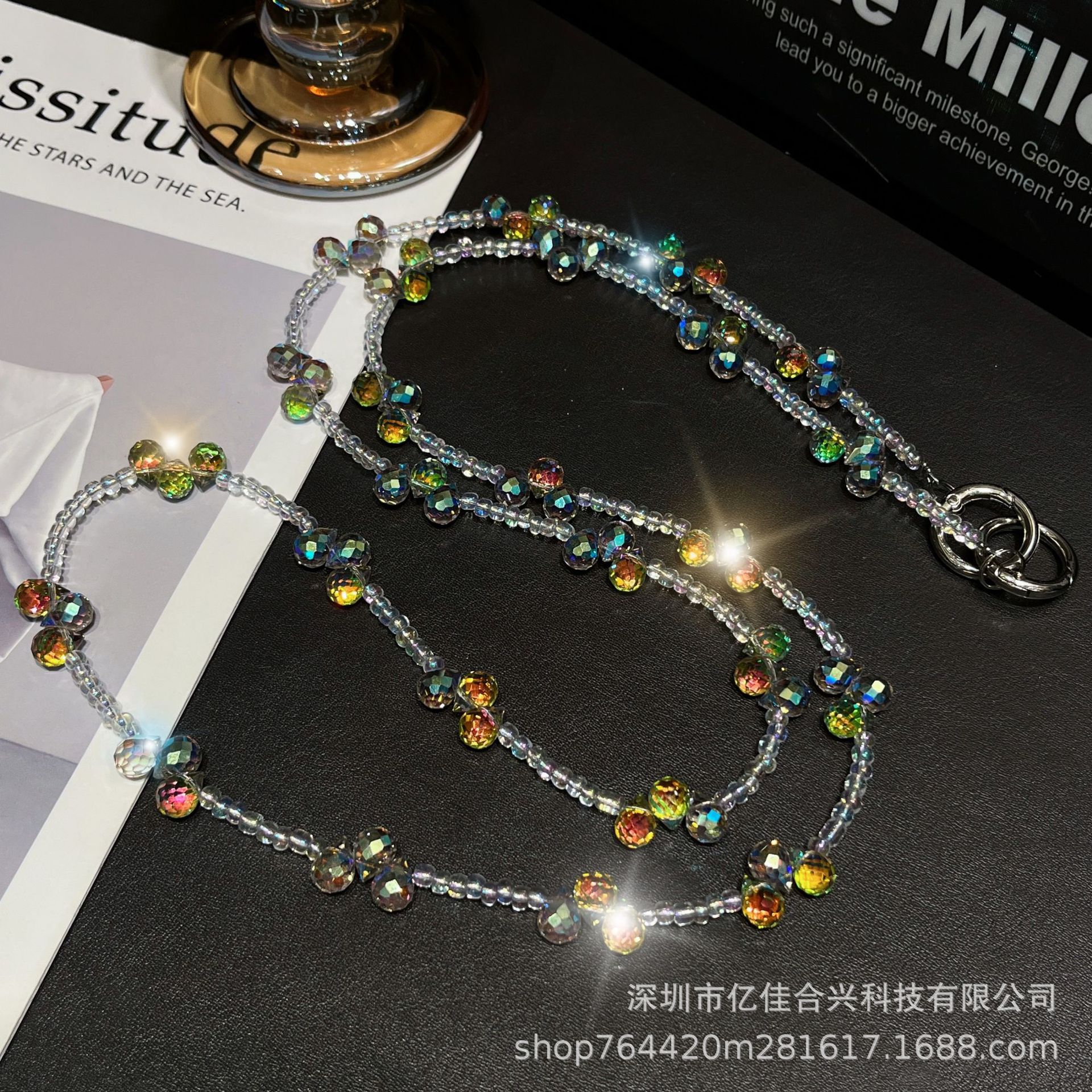 Cordón de teléfono móvil de todo fósforo, mensajero, gota de agua, cristal, cuentas creativas, cadena de teléfono móvil para mujer de alta gama, colgante de cadena