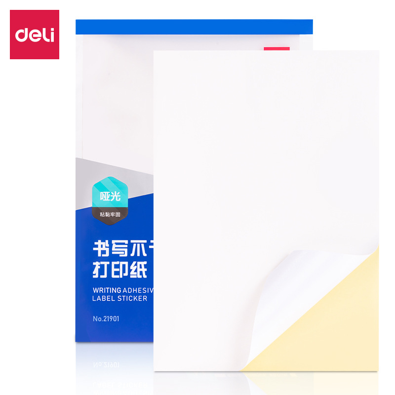 Deli 21901 sticker printing paper adhesive paper A4 printing label Paper 210*297mm wholesale