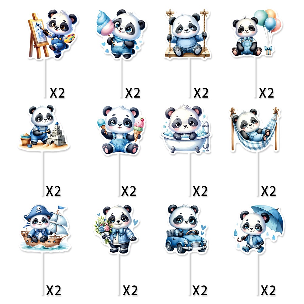 Nuevo producto Decoración de cumpleaños Panda Cake Plugin Dibujos animados Creative Panda baby shower Cake Tarjeta pequeña