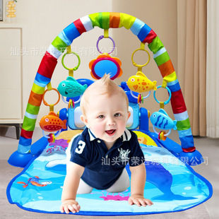 New foreign trade baby fitness frame music pedal toy 0-36 months newborn baby piano game mat