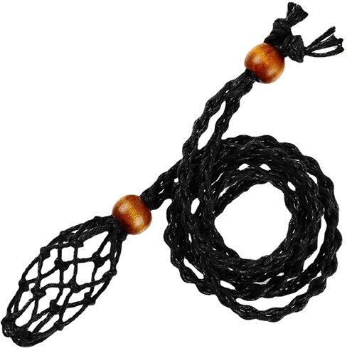 Cross-border festival new product retro woven raw stone natural stone pendant net pocket necklace handmade adjustable necklace rope