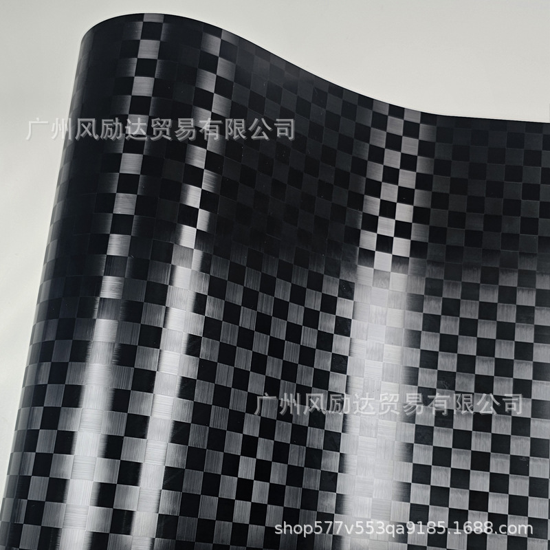 Cross-Border Hot-Selling Pet Forged Checkered Carbon Fiber Black Center Console Interior Glossy Black Rearview Mirror Full Body Wrap Film