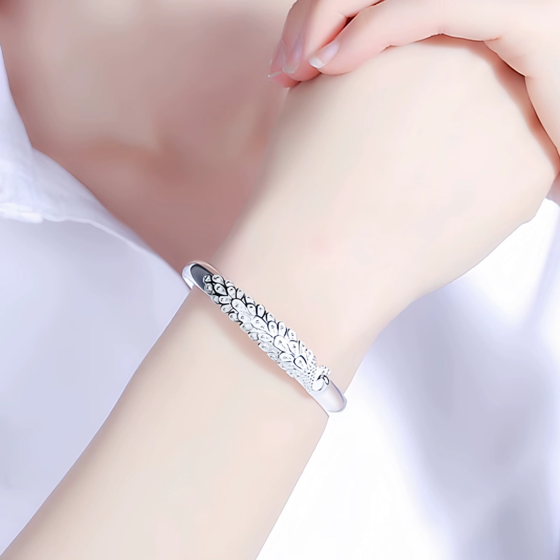 Юйхуа павлин открытая bracelet, резьбленное серебряное браслет, модная яркая серия, прямое применение животное браслет
