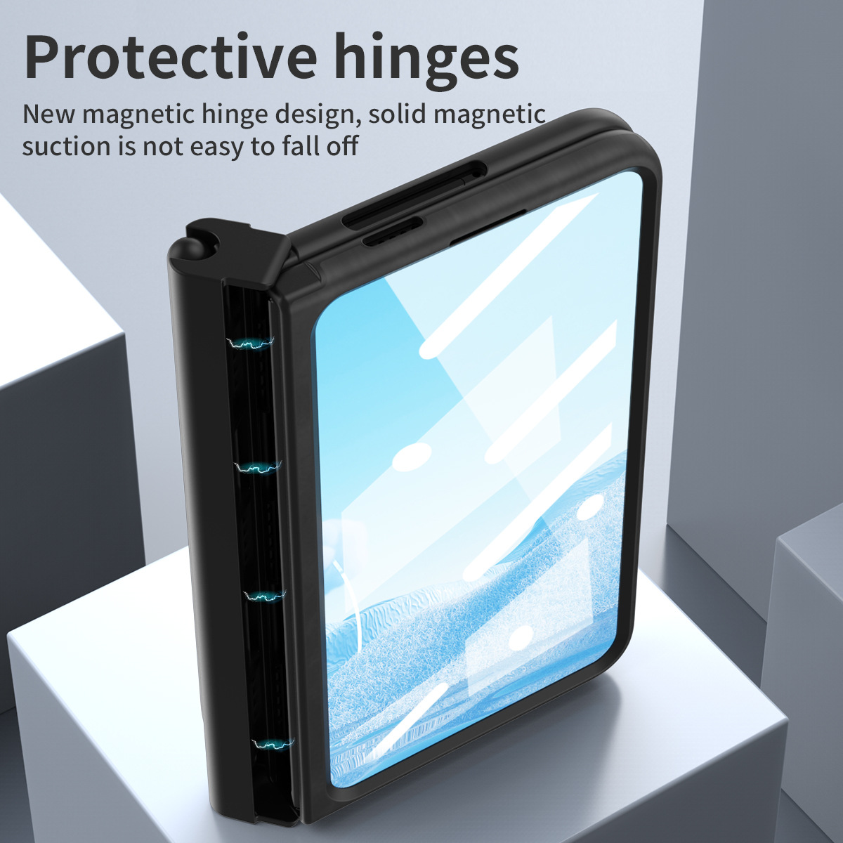 Compatible With Google Phone Pixel Fold Plain Leather Foldable Shockproof Pen Slot Hinge Protective Case_voghion.com