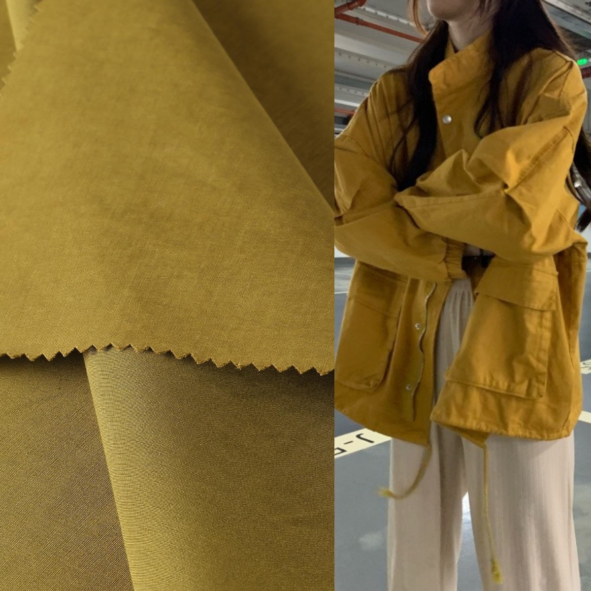 大量热销 21S涤锦棉碳素磨毛交织面料时装休闲装风衣夹克棉服面料