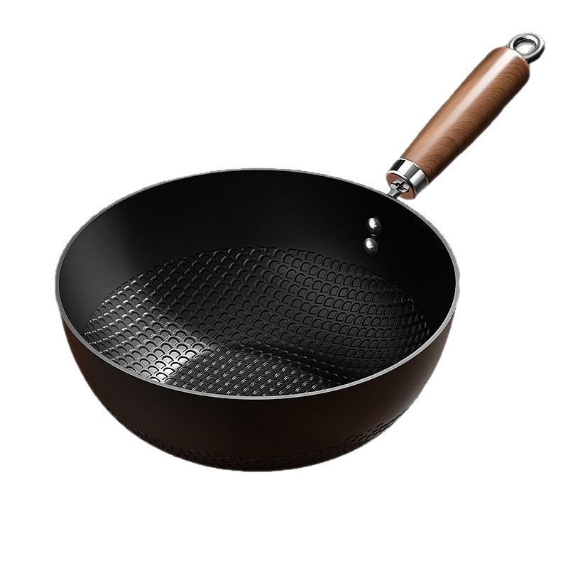 Nuevo actualizado ha abierto la olla de hierro de fondo plano sin recubrimiento de la olla de hierro de la olla electromagnética de la olla de verduras de la olla no pegajosa de la olla