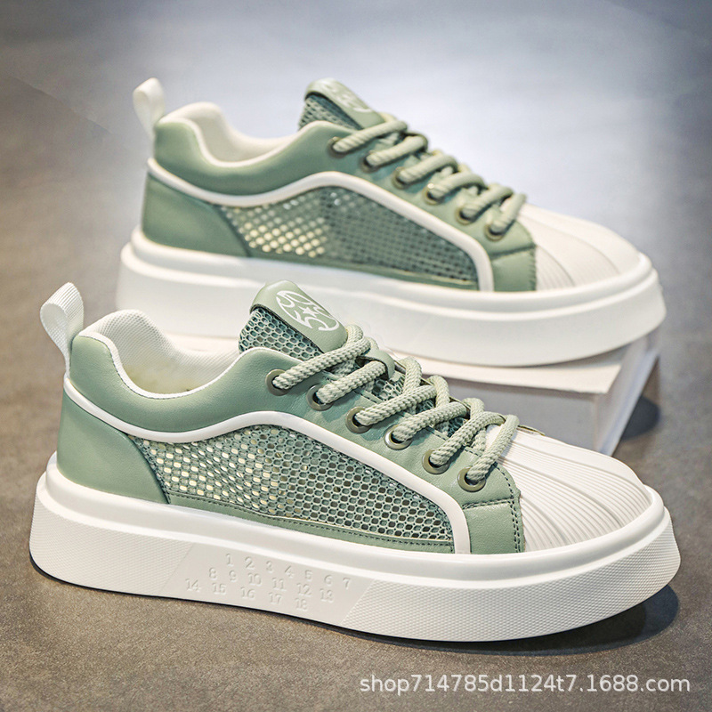 White Shoes for Men 2025 New Summer Mesh Breathable Thin Mesh Shoes for Teenagers Sports and Leisure Shell Toe Sneakers