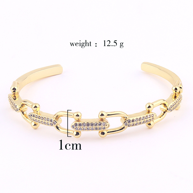 Fashion Geometric Copper Bangle Inlay Zircon Copper Bracelets