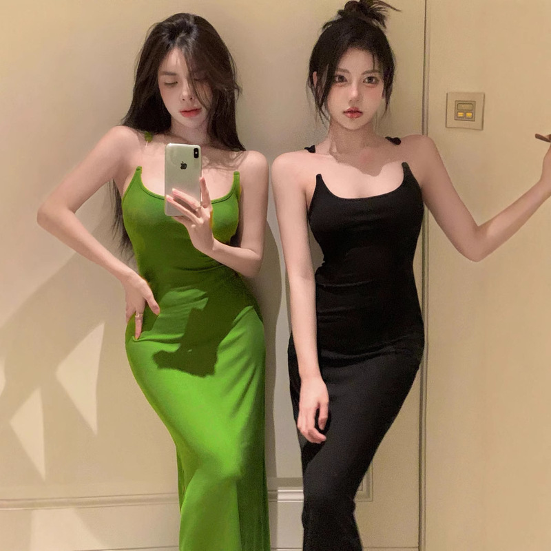 Pure Desire Invisible Suspender Dress Women's Summer Off-Shoulder Skirt Sexy Waist Slim Fit Hip Skirt Mid-Length Skirt