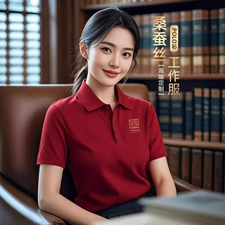 蚕丝棉纯色商务polo衫企业活动男短袖工作装百搭上衣绣花定制logo