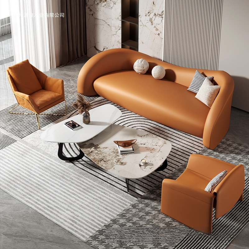 Light Luxury Leather Sofa Designer Double Sofa Chair Office Hotel Reception Small Sofa Internet Celebrity Home Fabric Sofa