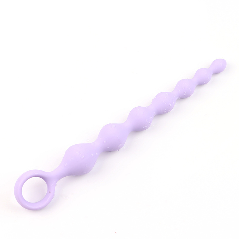 Seven-Bead Pull-String Anal Plug, Silicone Graduated Beads, Violet Adult Toy — detail image 10