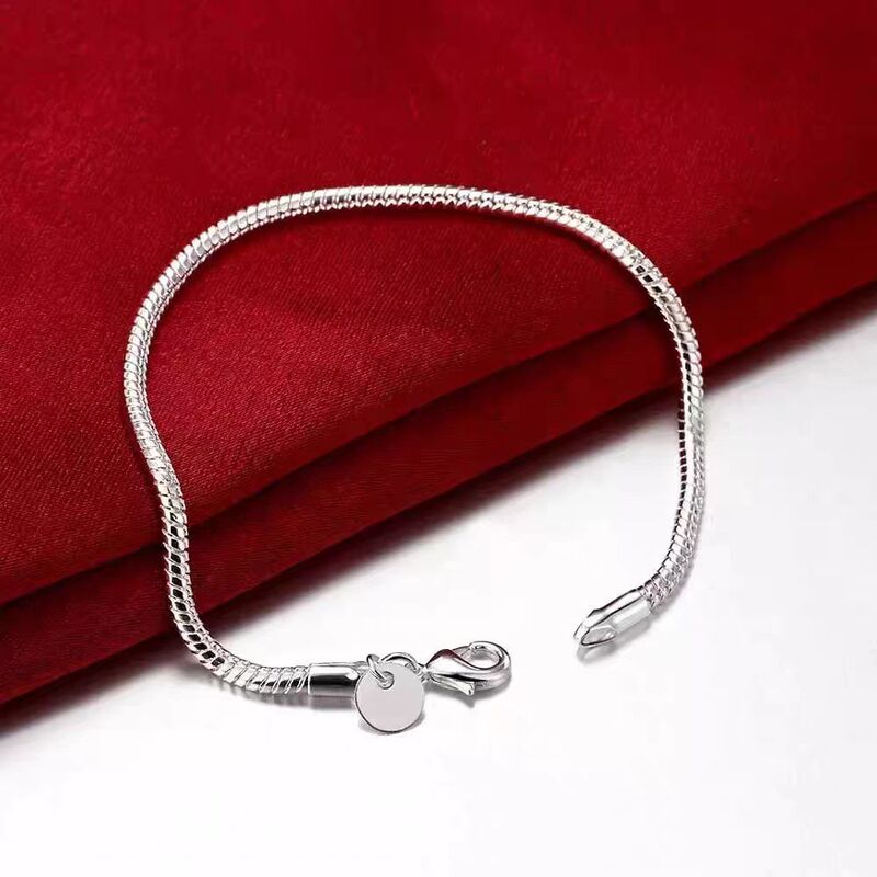 AliExpress ホットセール人気ジュエリー s925 卸売シルバーメッキシルバージュエリーファッションスネークチェーントレンド多用途 3 ミリメートルスネークボーンハンド|undefined