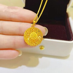 越南沙金圆满吊坠万福金安高级项链女款仿黄金饰品电商跨境批发