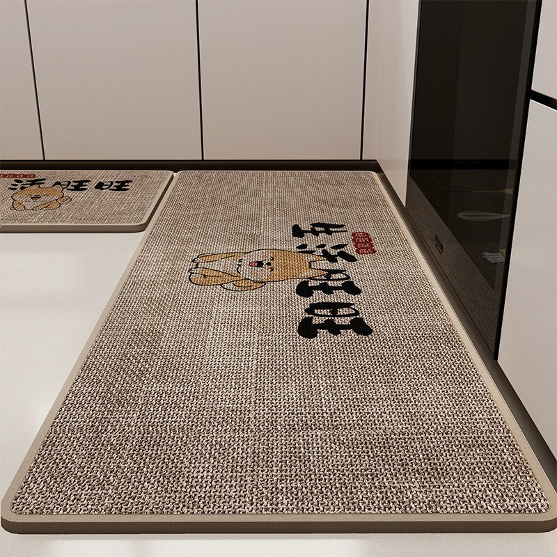 亚麻硅藻泥地垫厨房高级吸水脚垫厕所门口垫子洗手池防滑家用地毯|undefined