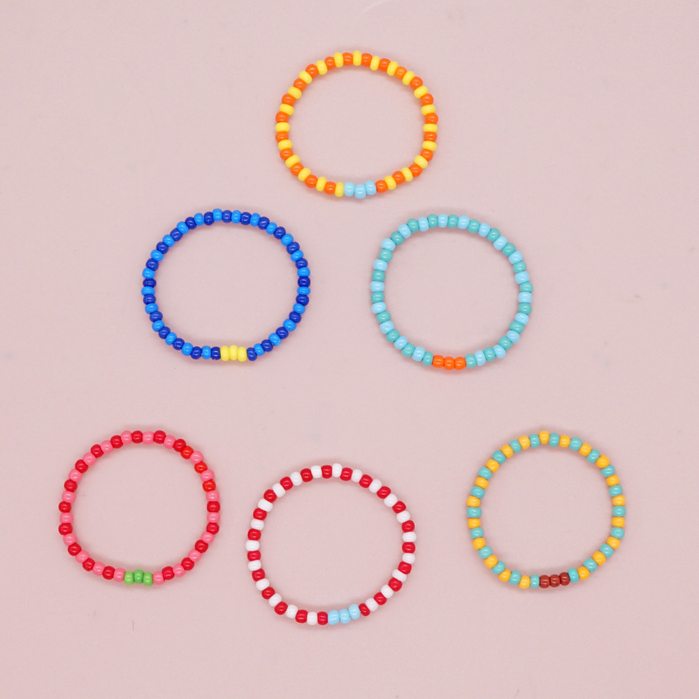 Simple Style Round Glass Beaded Plating Womenu0027S Rings 1 Piece