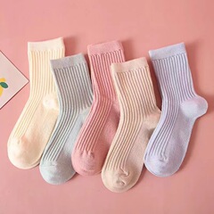 【爆款】儿童袜子秋冬纯色棉袜中筒袜男童女童宝宝袜子学生袜厂家