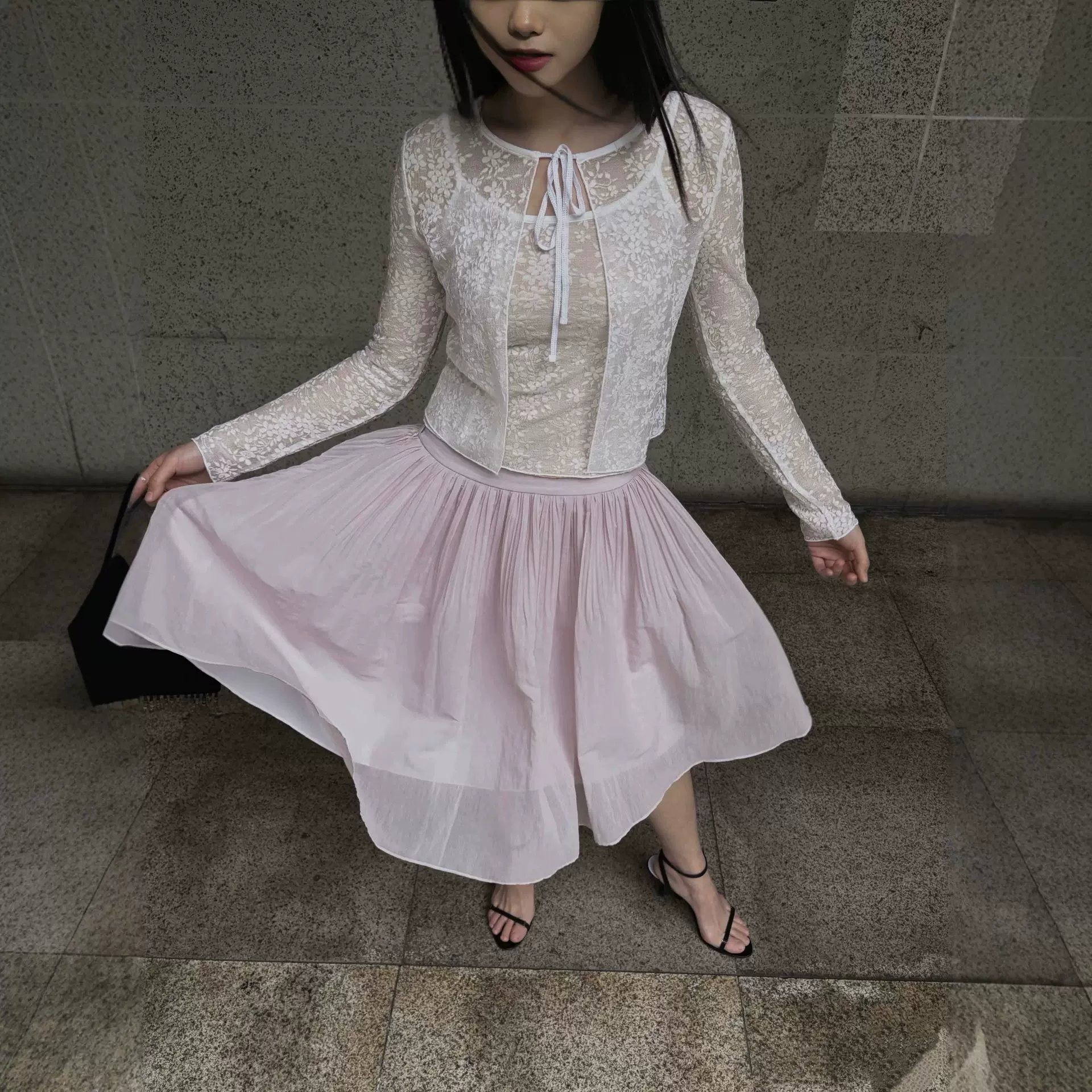 时髦百搭宅女同款经典重工芭蕾蓬蓬伞裙工字褶薄纱简约半身裙6200