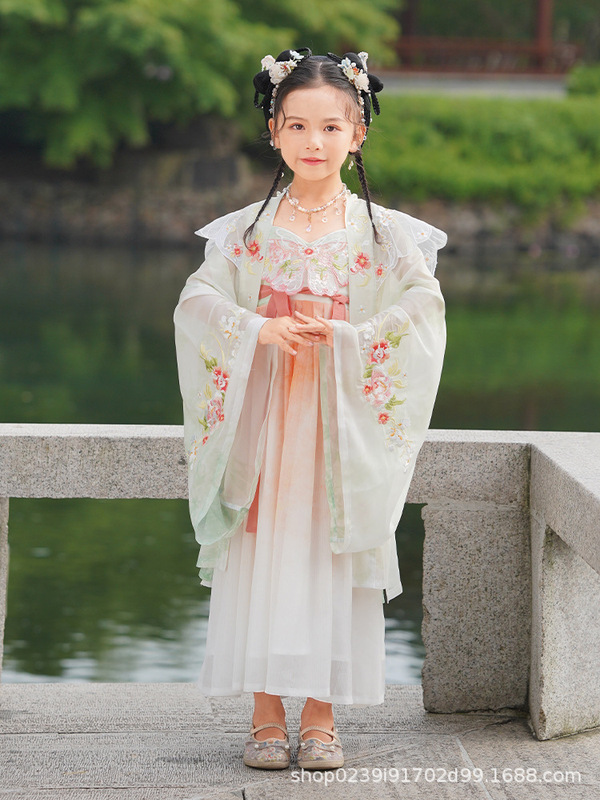 【戯蝶】漢服ファッション中国古風春秋唐刺繍ホーテスカート姫2点セット子供セット|undefined
