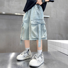 男童工装短裤夏季2025新款儿童牛仔中裤外穿中大童夏装五分裤子潮