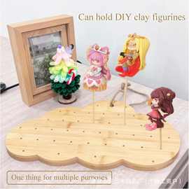 跨境简约桌面木质棒棒糖置物架竹制烧烤串收纳底座糖葫芦展示架