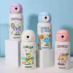 かわいい子供向け漫画柄保温水筒、316ステンレス製指紋認証水筒、携帯用学生向けスマート温度表示水筒