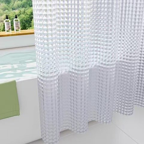 12 silk cross-border partition curtain EVA shower curtain bathroom waterproof mildew-proof thickened shower curtain transparent 3D crystal lattice shower curtain