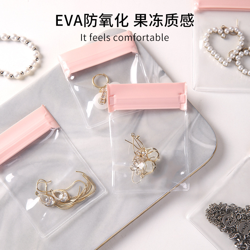Viajes de alta sensación pendientes portátiles anillo bolsa de sellado collar pulsera bolsa de regalo antioxidante bolsa de joyería portátil