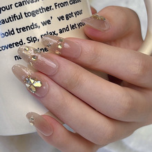 SR手工美甲穿戴甲中长款新款高级感裸色显白精致拍婚纱成品指甲片