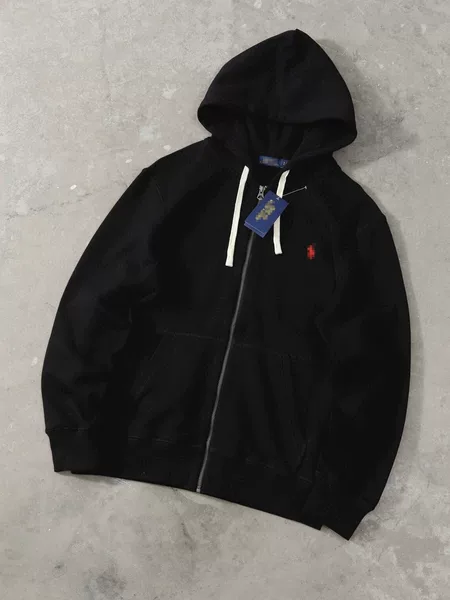 Cross-border foreign trade high-quality hooded sweatshirt with pony embroidery, zip-up cardigan jacket, unisex hoodie, versatile American heavy-duty style