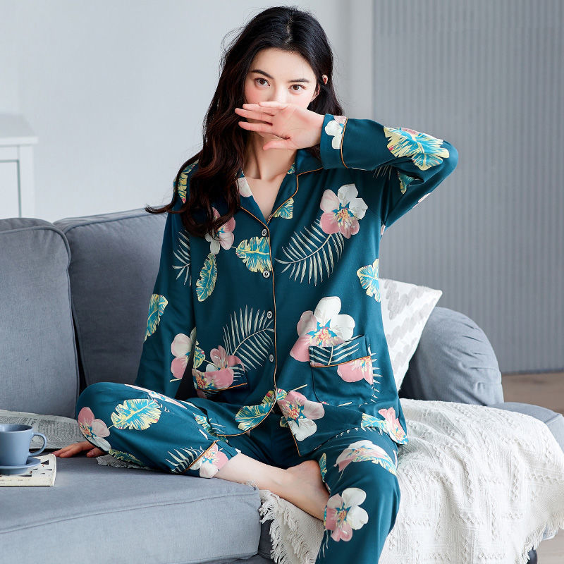 100% algodón pijamas mujeres primavera otoño manga larga suelta más tamaño de mediana edad madre ropa casa traje