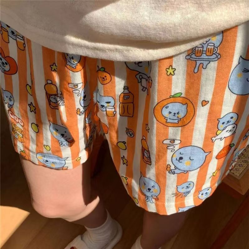 Pantalones cortos caseros de verano, pijamas de mujer, pijamas de verano, pantalones largos.