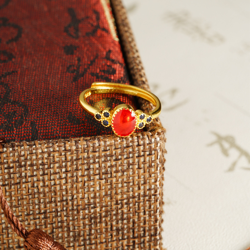 Anillo de palácio chino de estilo retrógrado de Vietnam Sha Jin, lujo ligero y alto grado de suministro de joyería.