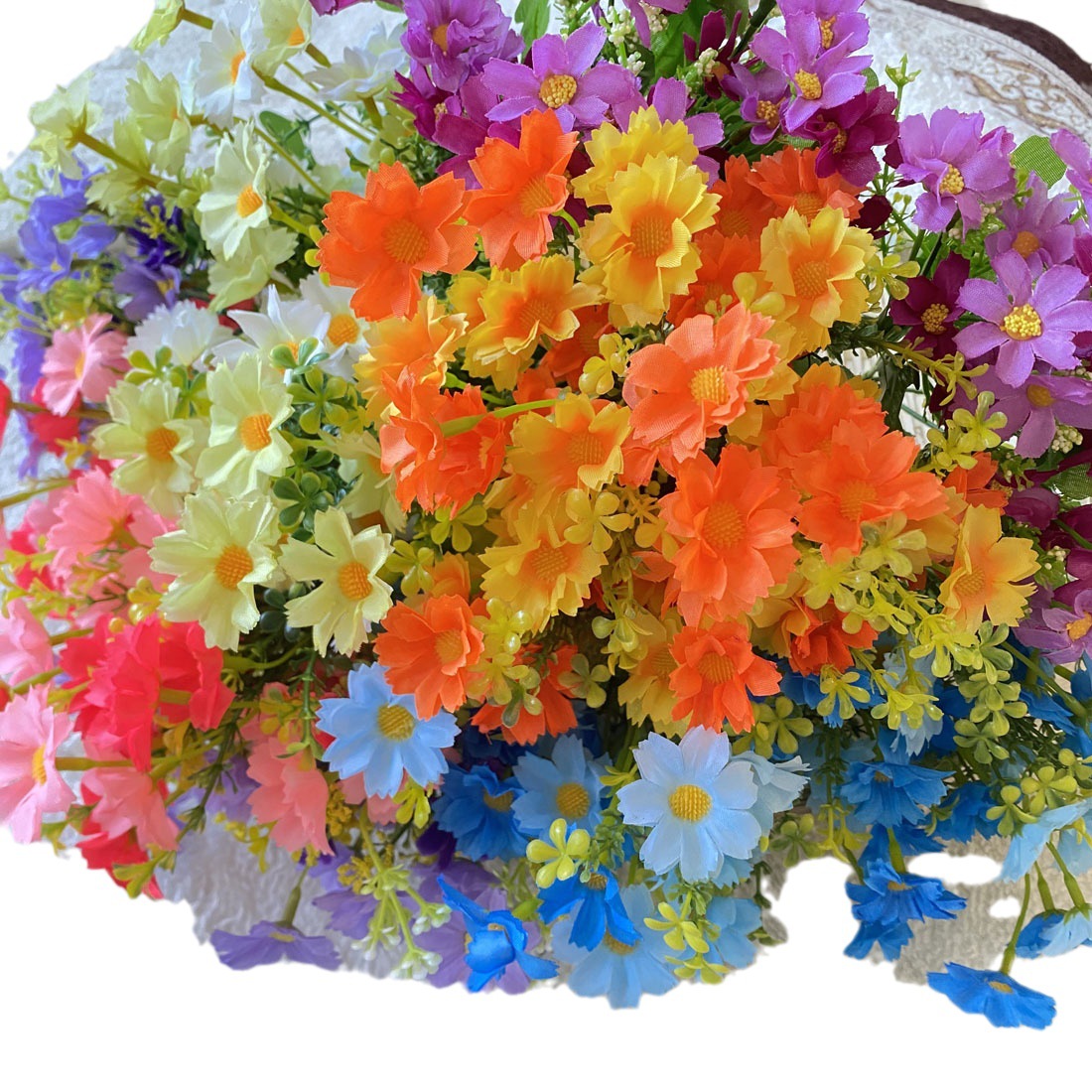 7 orquídeas de salto de horquilla jardín decorativo interior y exterior flores de seda flores falsas flores de flores de simulación