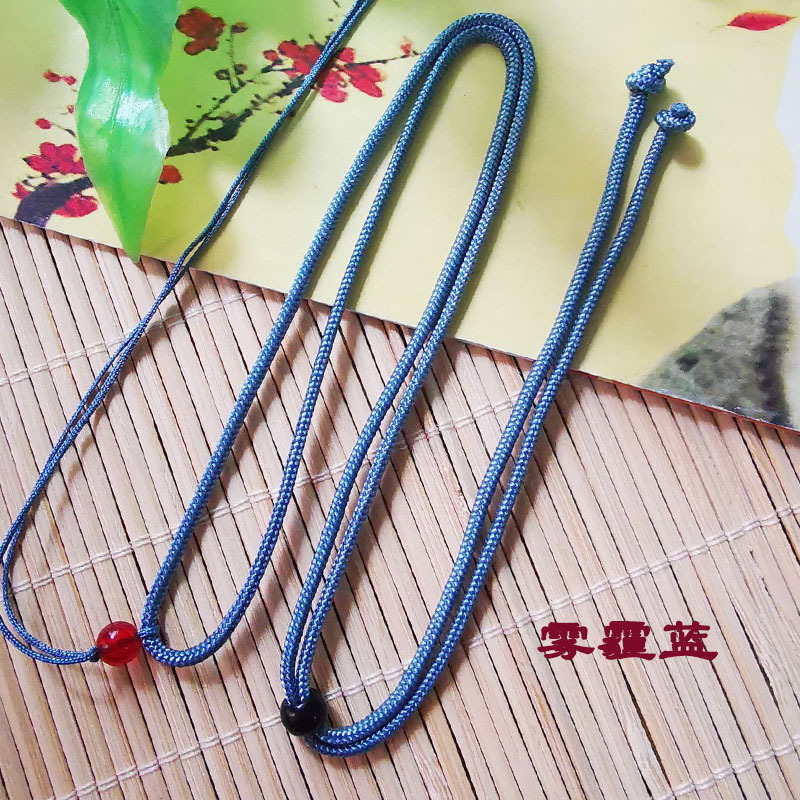 雾霾蓝素绳红珠子项链绳