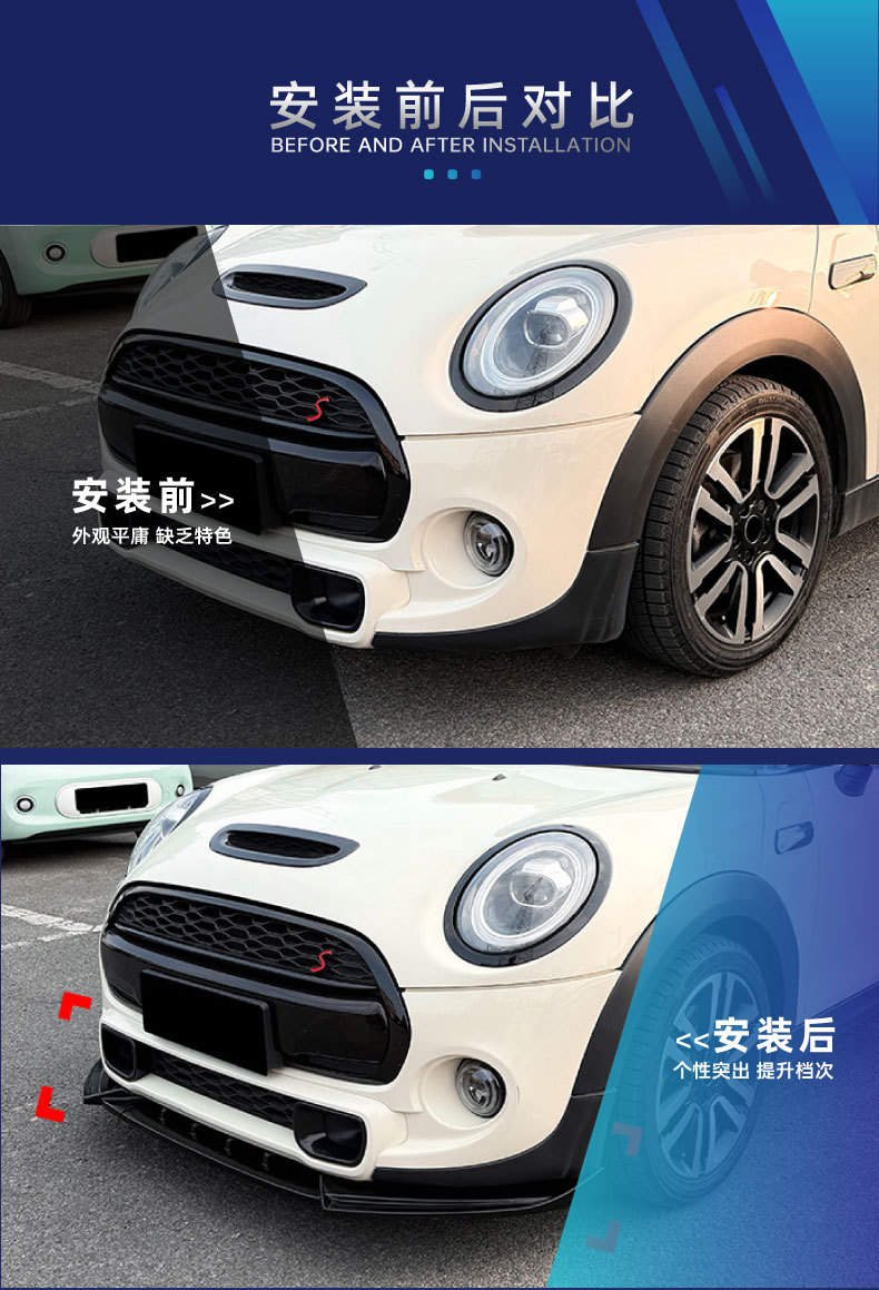 Suitable for Mini Cooper S JCW F55 F56 F57 early 2014-2021 front lip corner modification parts