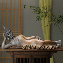 创意中式卧佛睡姿佛像树脂工艺品东南亚泰式餐厅玄关家居桌面摆件