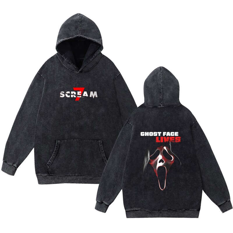 2025 Hot-Selling Cross-Border Scream Ghostface Scream Washed Vintage Pure Cotton Hooded Sweatshirt for Men and Women 2025 Hot-Selling Cross-Border Scream Ghostface Scream Washed Vintage Pure Cotton Hooded Sweatshirt for Men and Women
