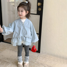 女童秋装外套2025新款洋气宝宝春秋款蕾丝夹克衫儿童秋季女孩上衣