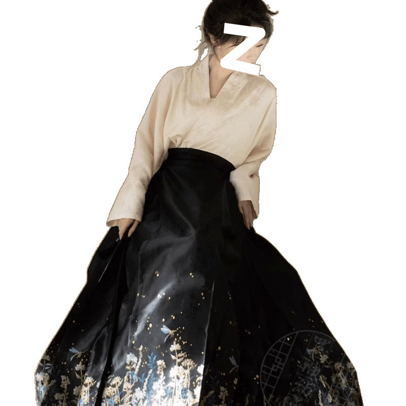 罗袖动香明制汉服女国风马面裙通勤酷系女春夏印花款一件包邮|undefined