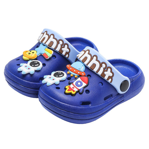 Children's slippers men's summer Baotou soft sole non-slip home indoor sandals girls and children's summer cute hole shoes