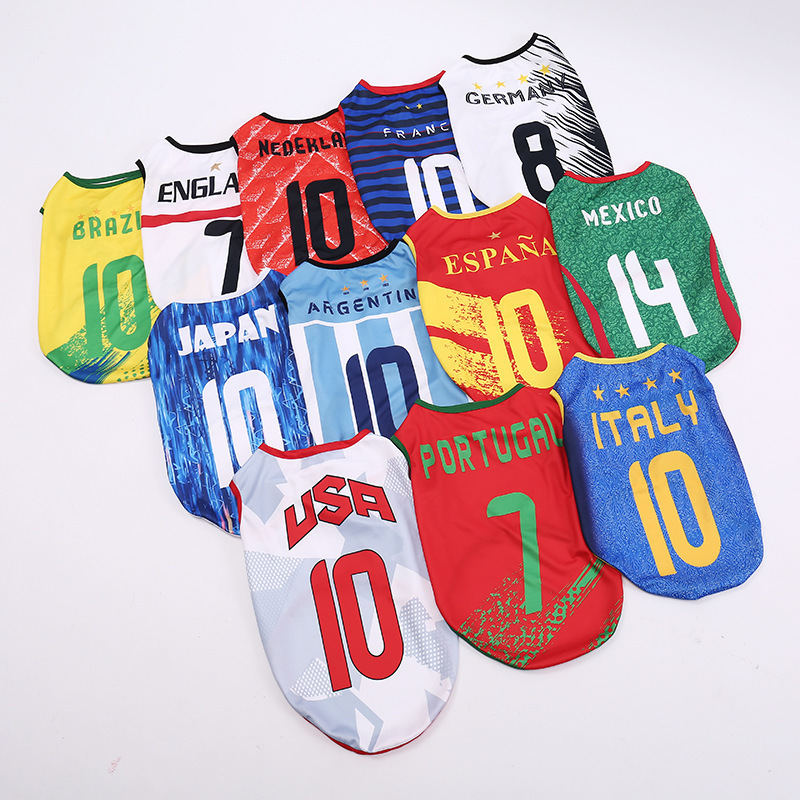 World Cup Puppy Pet Clothing Shiba Inu Corgi Teddy Puppy Vest New Style In-Stock Sports Style Pet Clothing